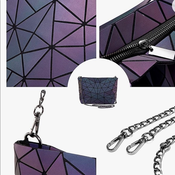 🔥 Geometric Luminous Purses Handbags Holographic Reflective Crossbody Bag - Picture 3 of 5